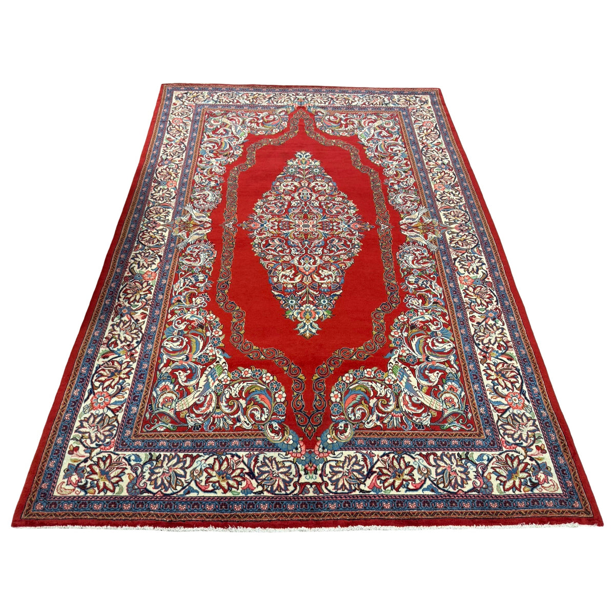 304 x 203 cm Persian Sarough Floral Red Woolen Rug