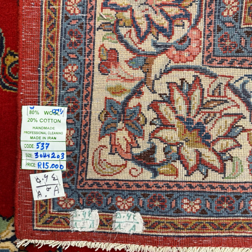 304 x 203 cm Persian Sarough Floral Red Woolen Rug