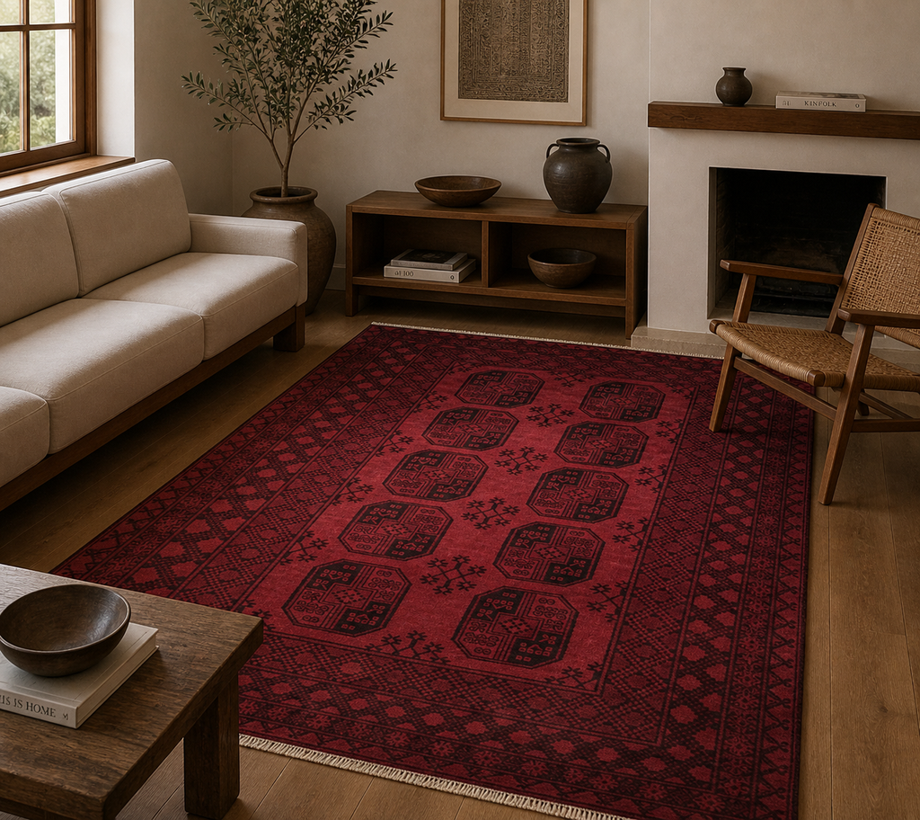 246 x 170 cm Hand-Knotted Afghan Akche Bokhara Rug