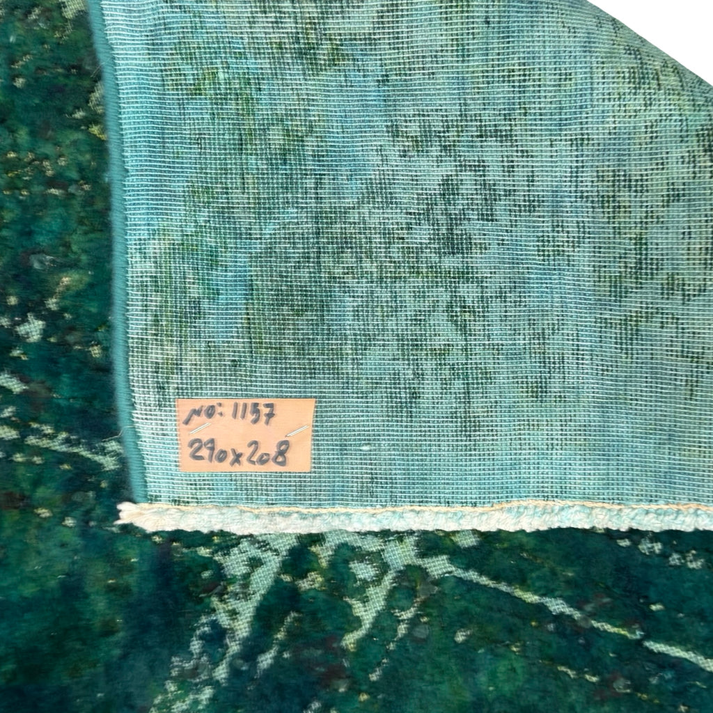 290 x 208 cm Hand-Knotted Ultra Vintage Turquoise Wool Rug