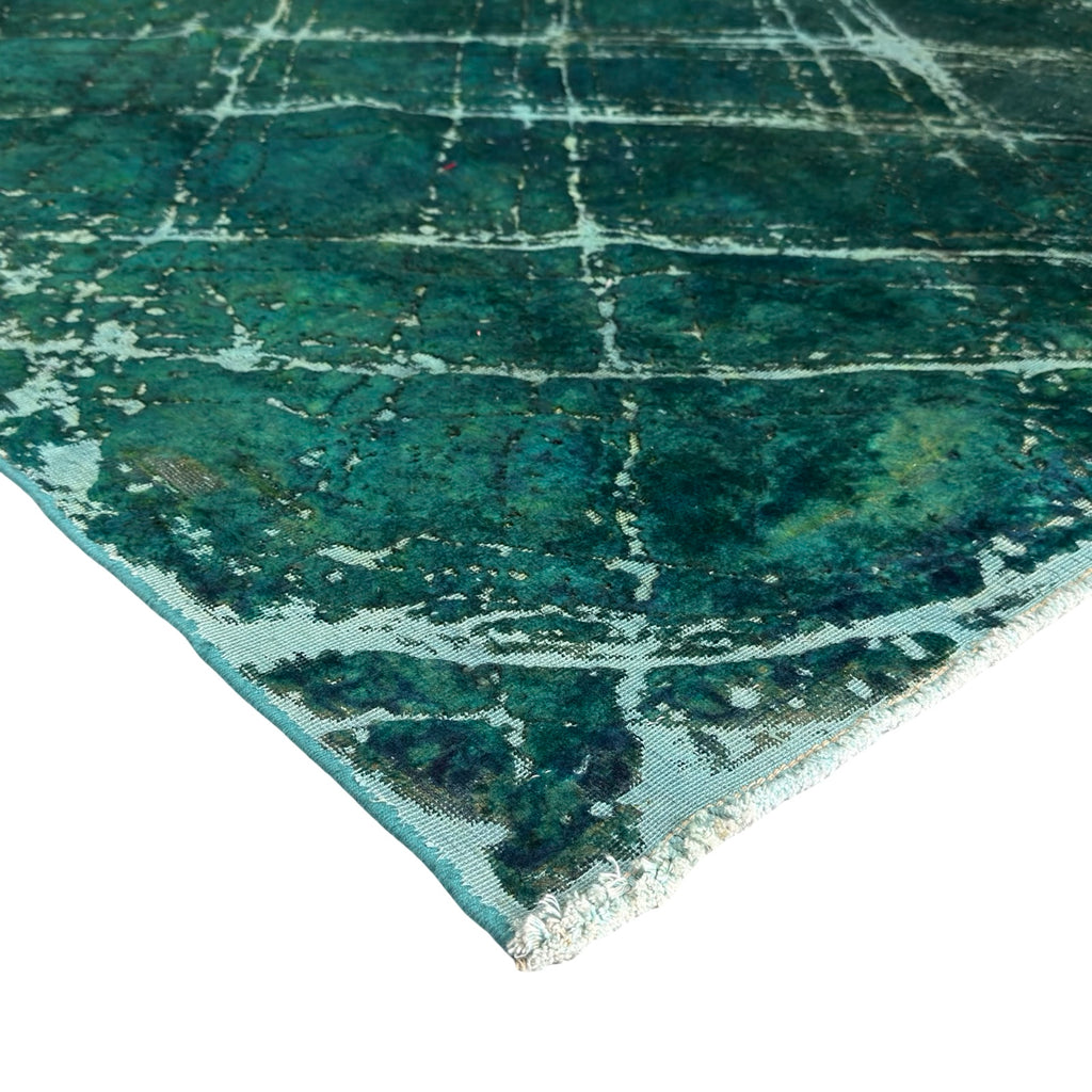 290 x 208 cm Hand-Knotted Ultra Vintage Turquoise Wool Rug