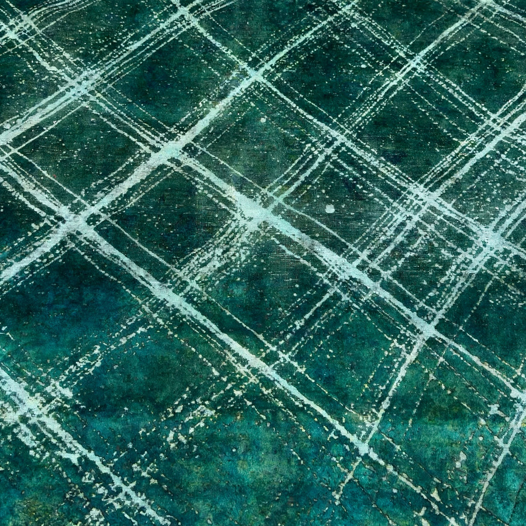 290 x 208 cm Hand-Knotted Ultra Vintage Turquoise Wool Rug