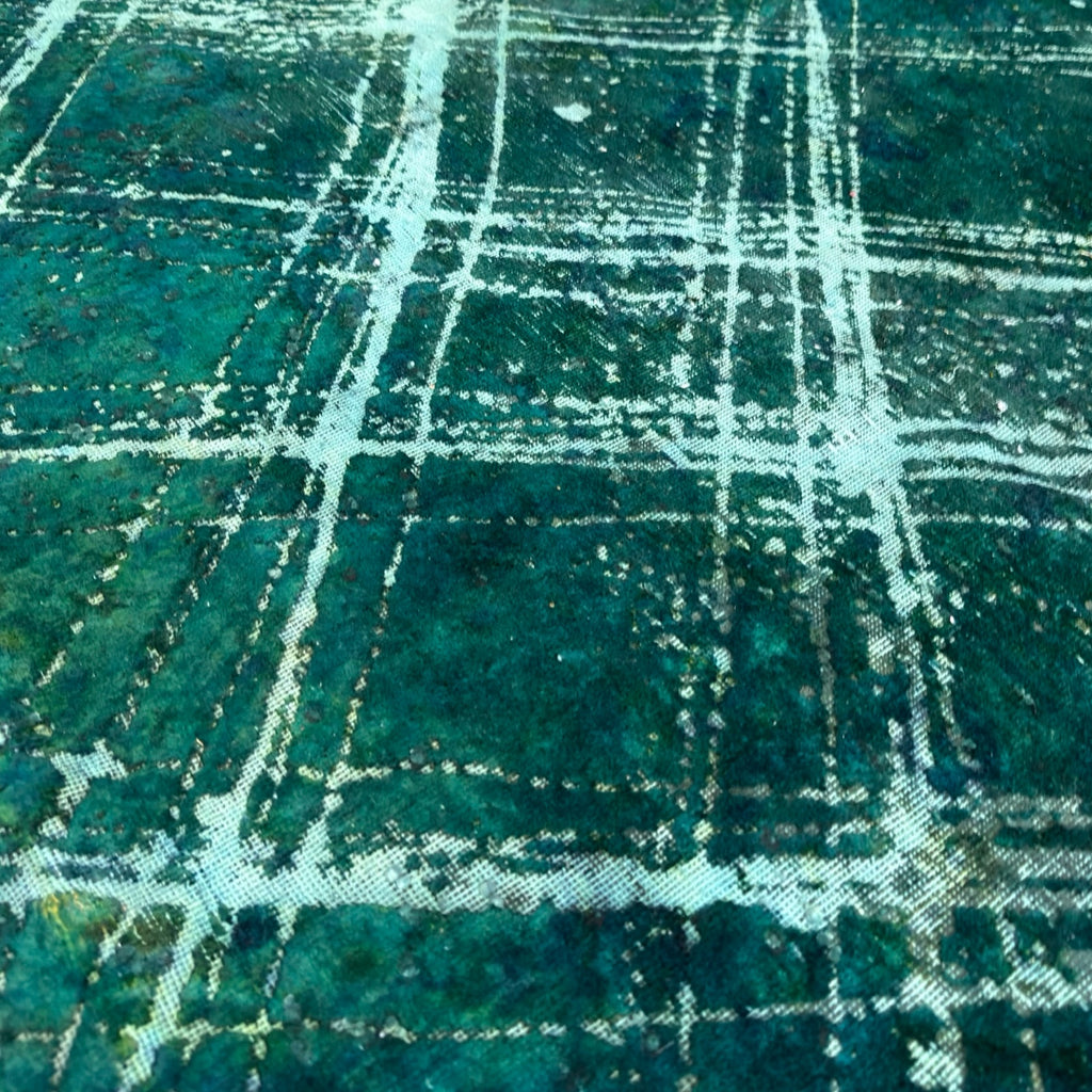 290 x 208 cm Hand-Knotted Ultra Vintage Turquoise Wool Rug