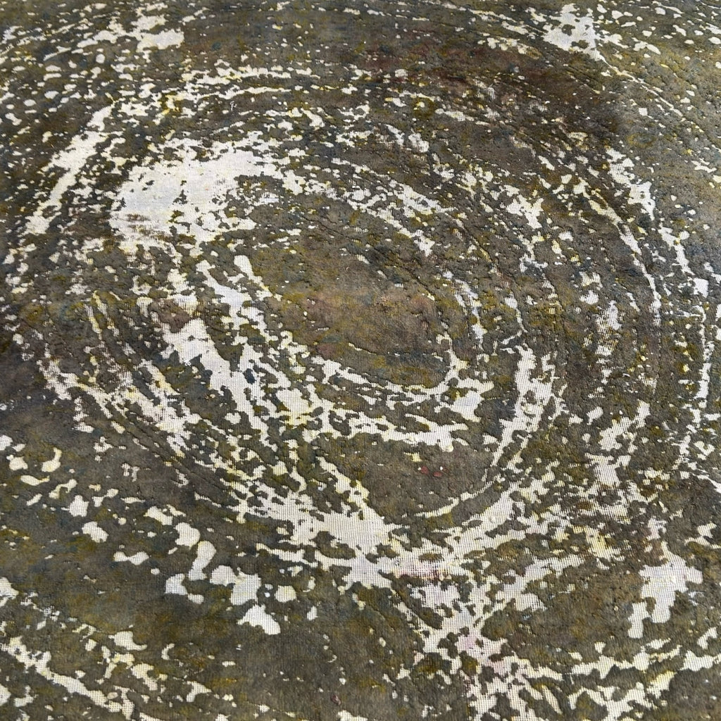 283 x 193 cm Hand-Knotted Ultra Vintage Olive Green Wool Rug