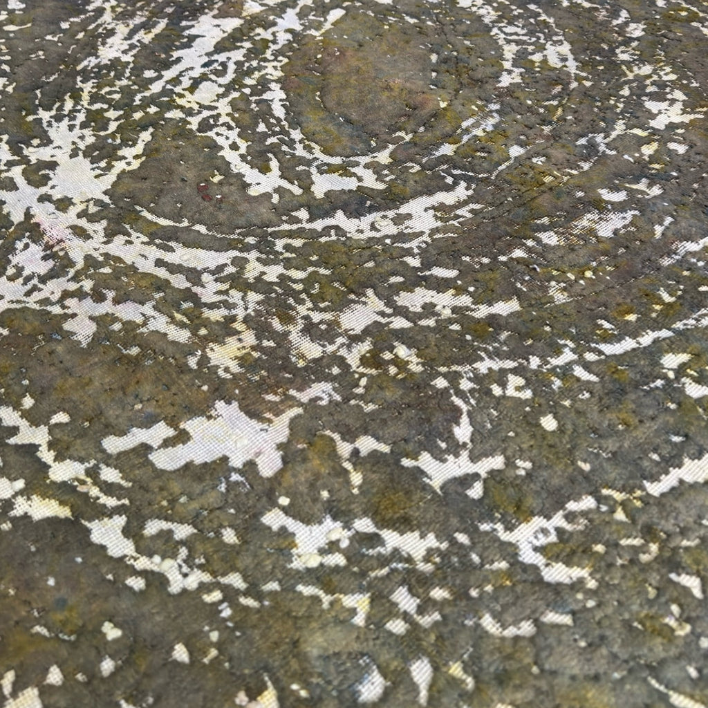 283 x 193 cm Hand-Knotted Ultra Vintage Olive Green Wool Rug
