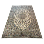 290 x 193 cm Hand Knotted Floral Persian Beige Kashan Wool Rug