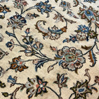 290 x 193 cm Hand Knotted Floral Persian Beige Kashan Wool Rug