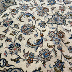 290 x 193 cm Hand Knotted Floral Persian Beige Kashan Wool Rug