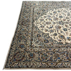 290 x 193 cm Hand Knotted Floral Persian Beige Kashan Wool Rug