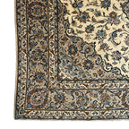 290 x 193 cm Hand Knotted Floral Persian Beige Kashan Wool Rug
