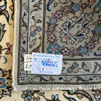 290 x 193 cm Hand Knotted Floral Persian Beige Kashan Wool Rug