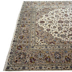 287 x 190 cm Hand Knotted Floral Persian Beige Kashan Wool Rug