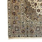 287 x 190 cm Hand Knotted Floral Persian Beige Kashan Wool Rug