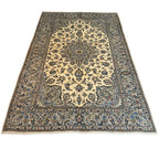 286 x 193 cm Hand Knotted Medallion Beige Persian Kashan Rug