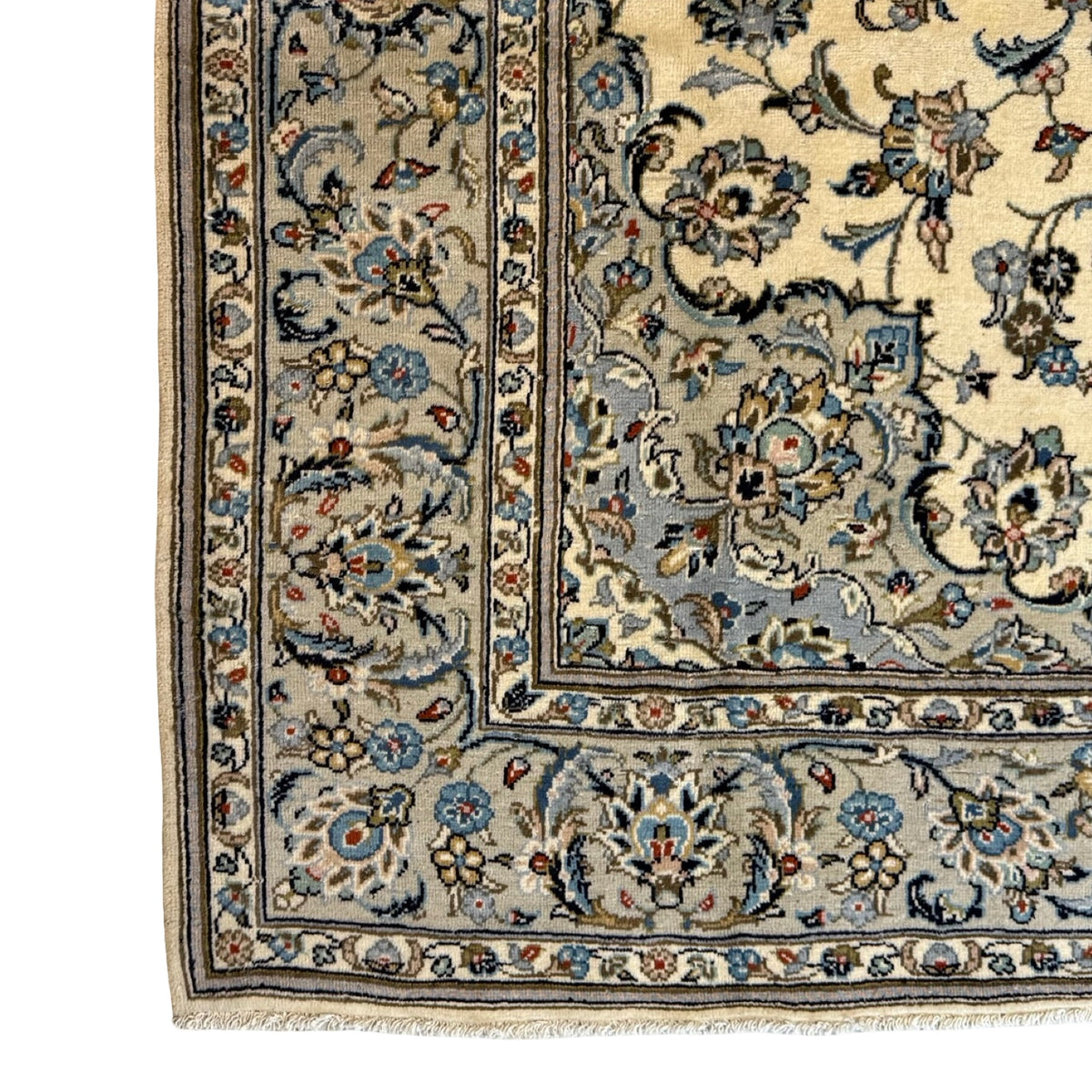 286 x 193 cm Hand Knotted Medallion Beige Persian Kashan Rug