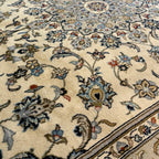 286 x 193 cm Hand Knotted Medallion Beige Persian Kashan Rug
