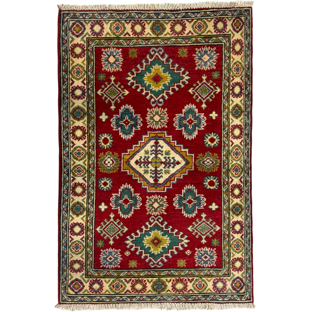 126 x 84 cm Hand Knotted Afghan Kazak – Wool Rug