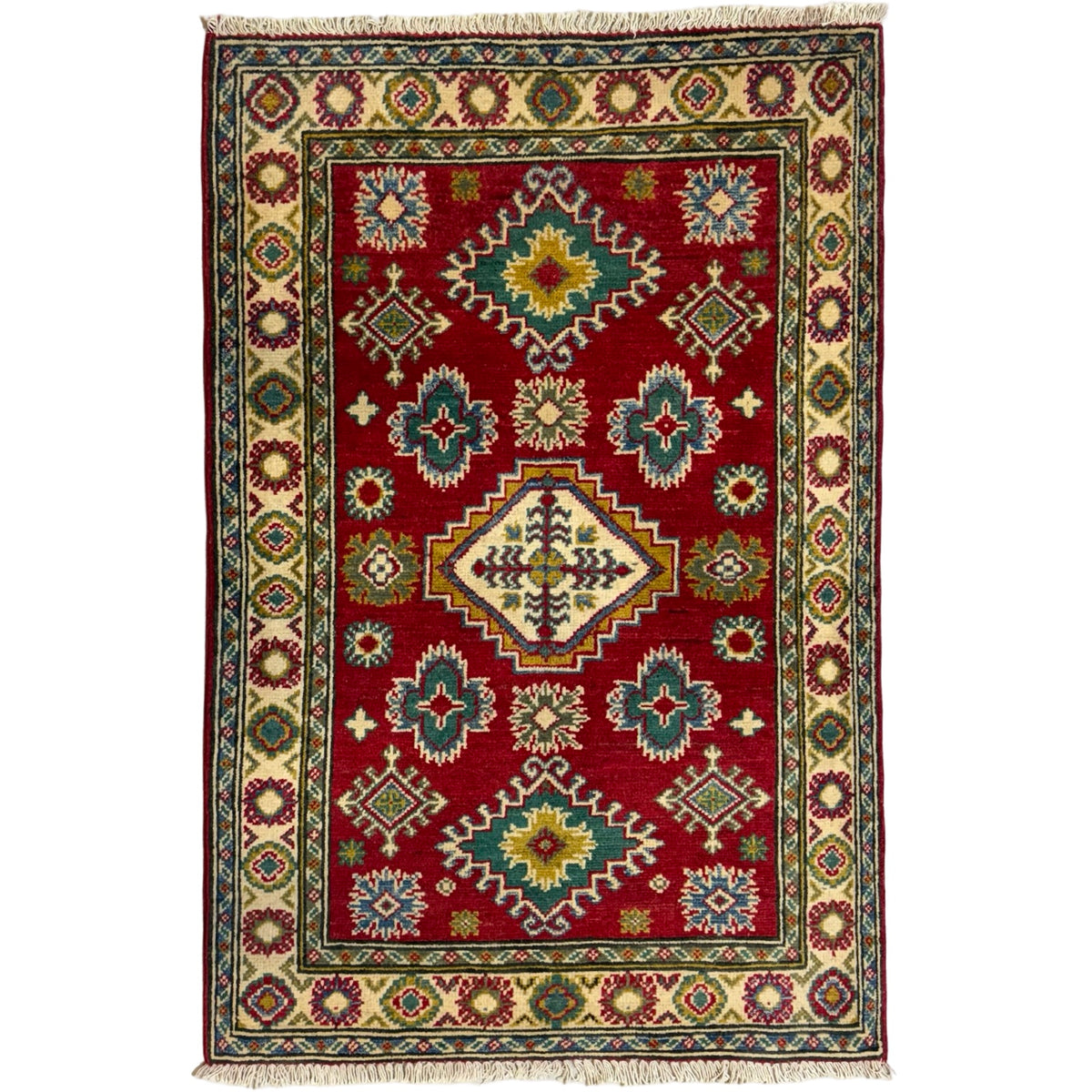 126 x 84 cm Hand Knotted Afghan Kazak – Wool Rug