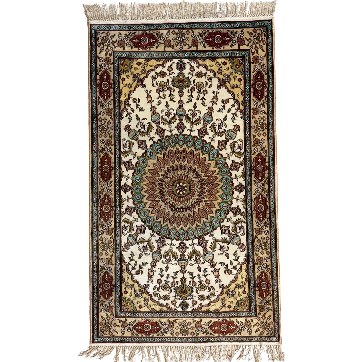 130 x 75 cm Hand Knotted Chinese Pure Silk Rug