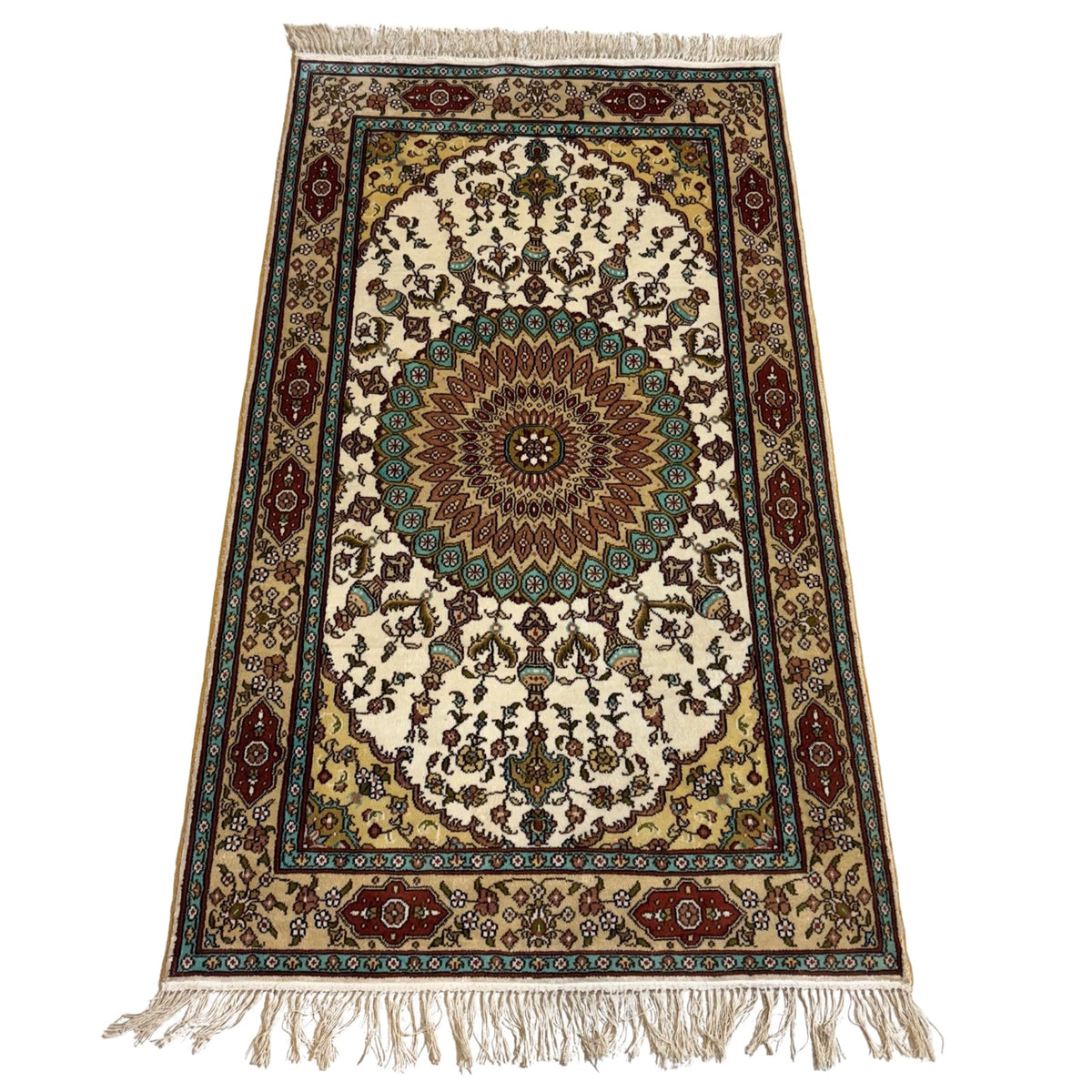 130 x 75 cm Hand Knotted Chinese Pure Silk Rug