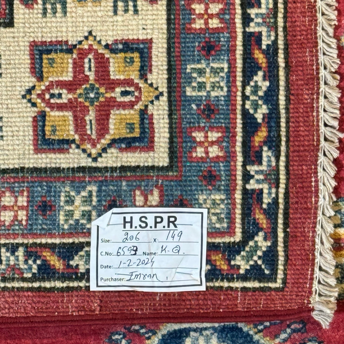 206 x 149 cm Hand Knotted Afghan Kazak – Wool Rug