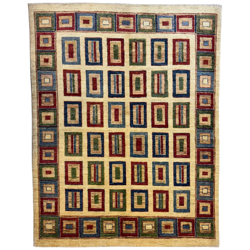 198 x 153 cm Afghan Modern Plain Chobi Hand-Knotted Wool Rug