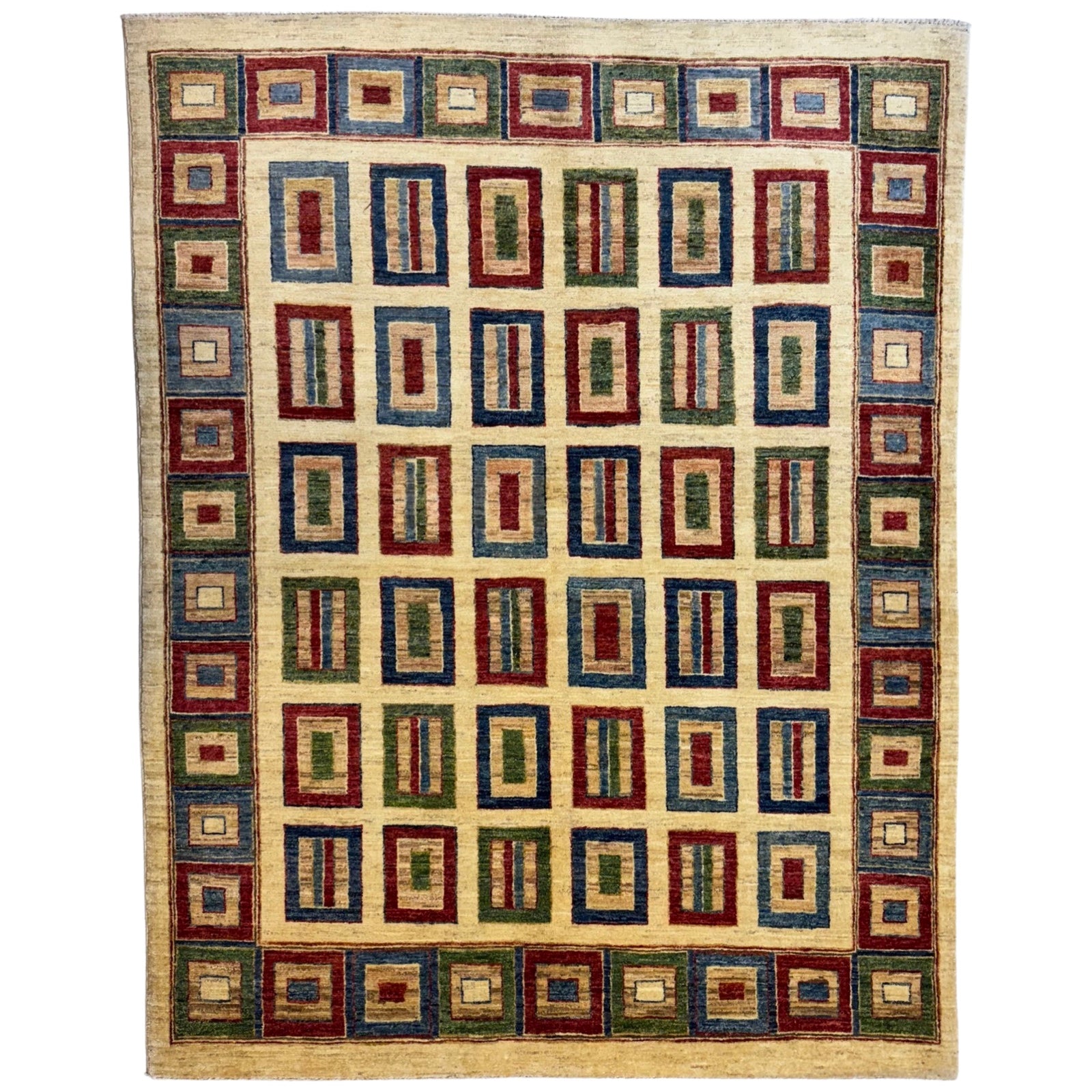 198 x 153 cm Afghan Modern Plain Chobi Hand-Knotted Wool Rug