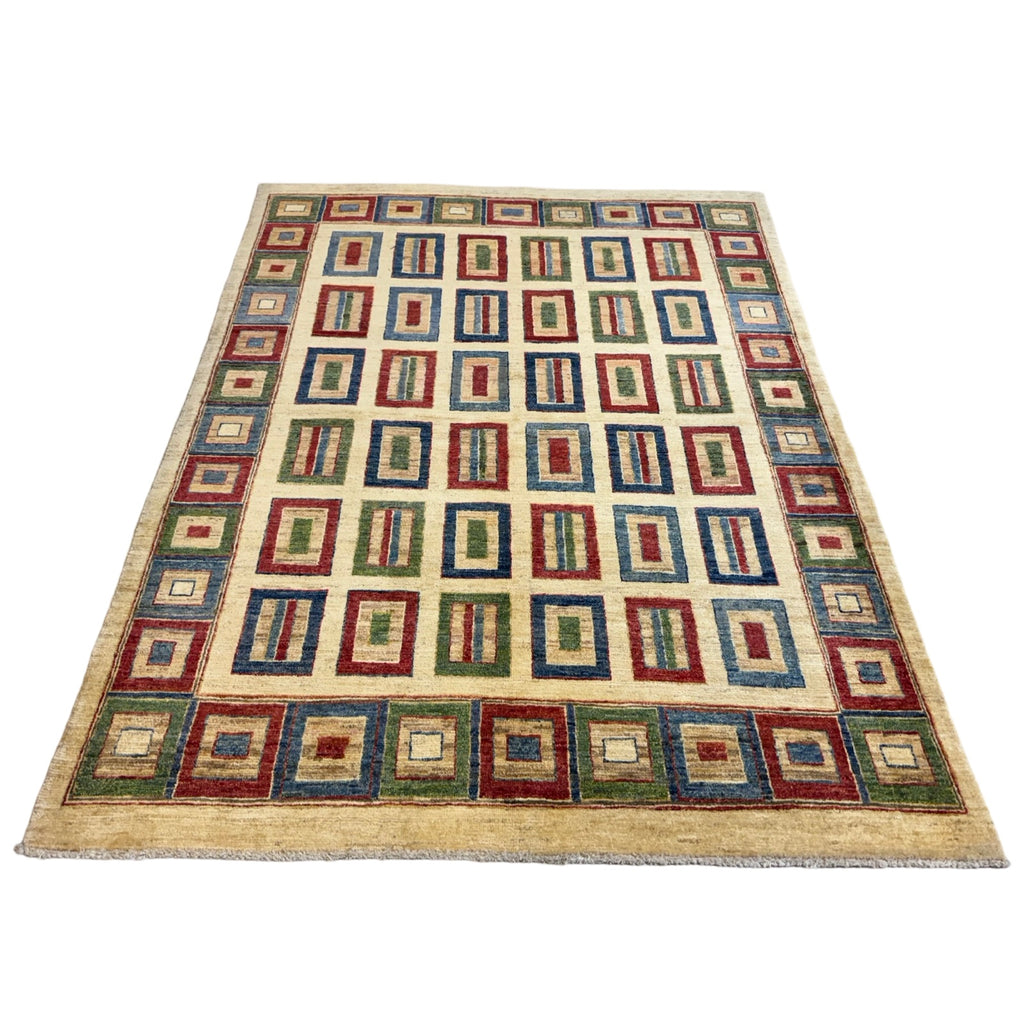 198 x 153 cm Afghan Modern Plain Chobi Hand-Knotted Wool Rug
