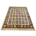 198 x 153 cm Afghan Modern Plain Chobi Hand-Knotted Wool Rug