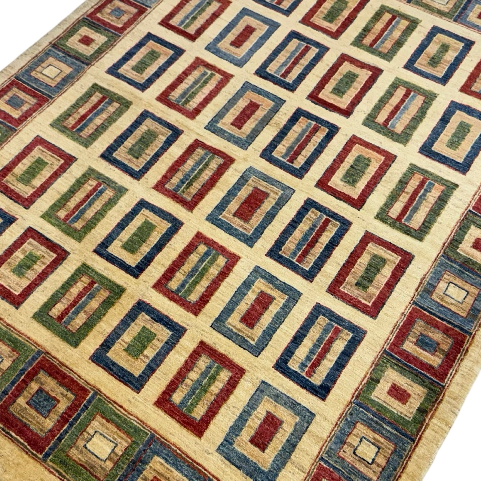 198 x 153 cm Afghan Modern Plain Chobi Hand-Knotted Wool Rug