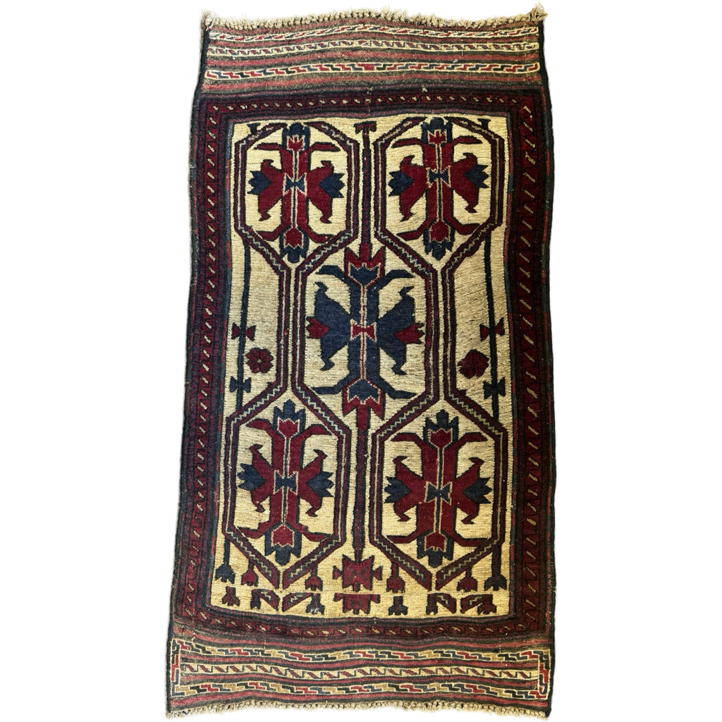 134 x 71 cm Vintage Hand-Woven Tribal Afghan Kilim Barjesta – Wool Rug
