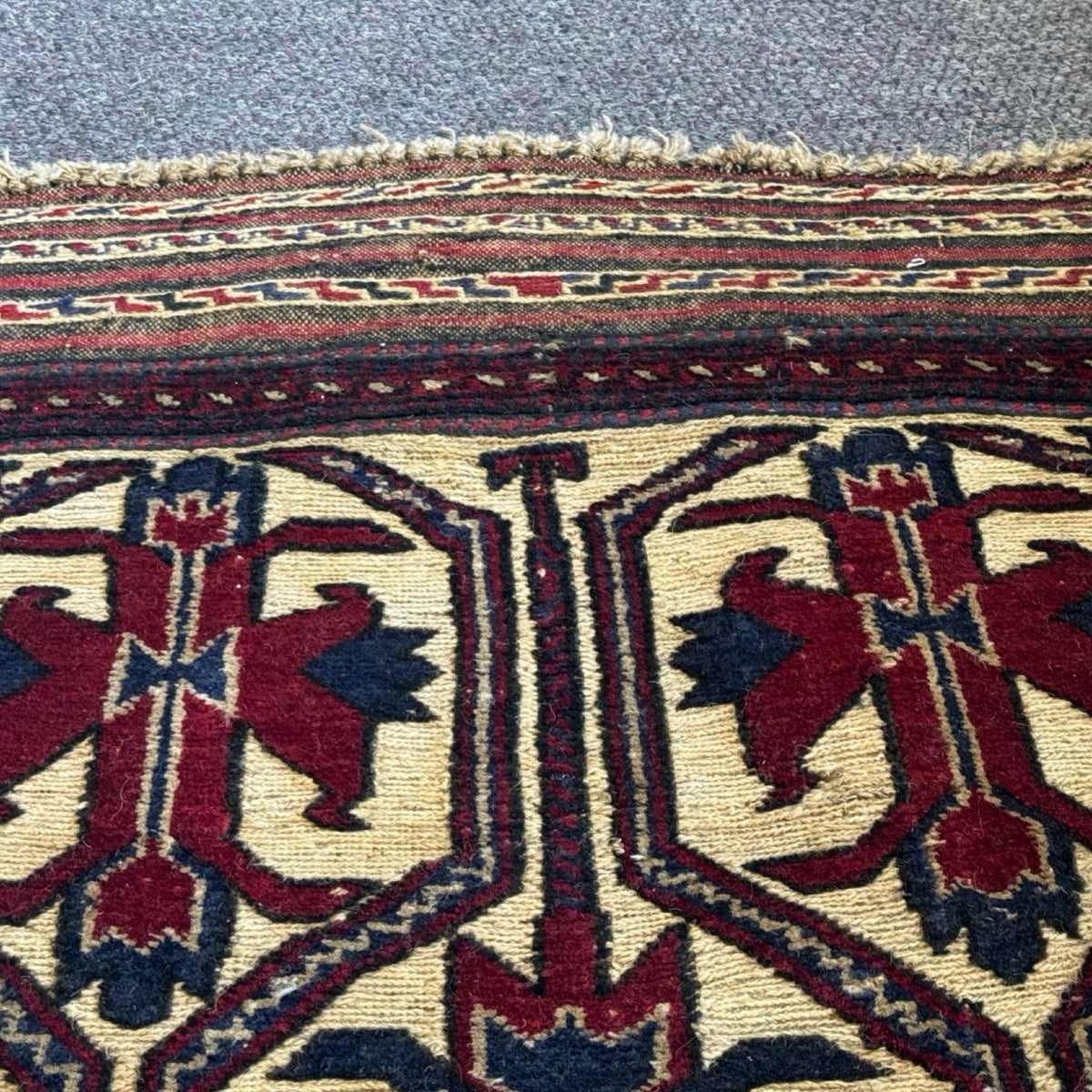 134 x 71 cm Vintage Hand-Woven Tribal Afghan Kilim Barjesta – Wool Rug