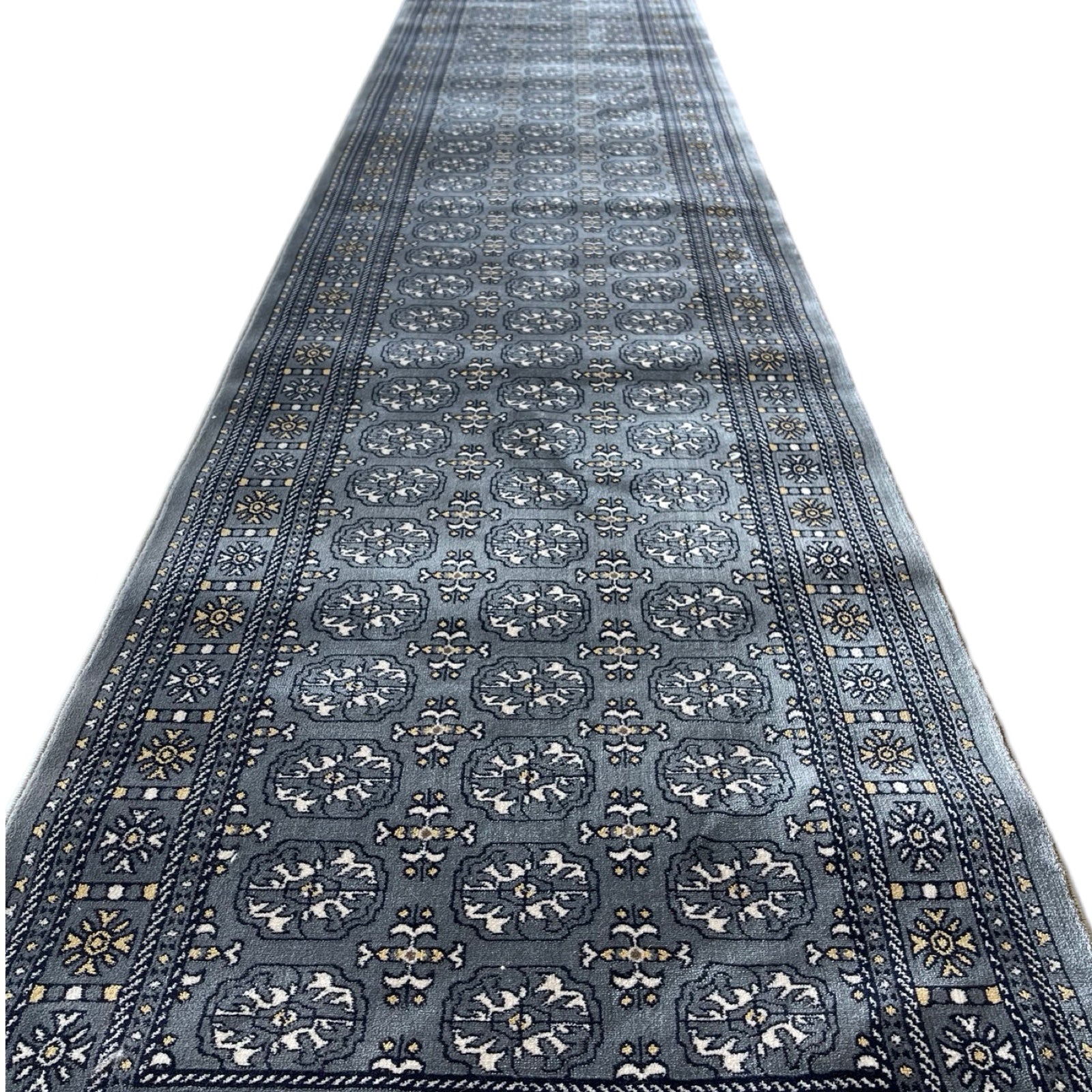 800 x 80cm Afghan Bokhara, Grey Runner Rug