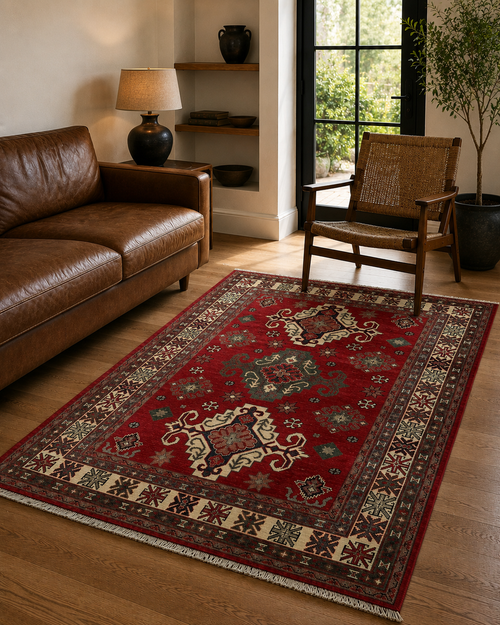 187 x 124 cm Hand-Knotted Afghan Kazak Wool Rug