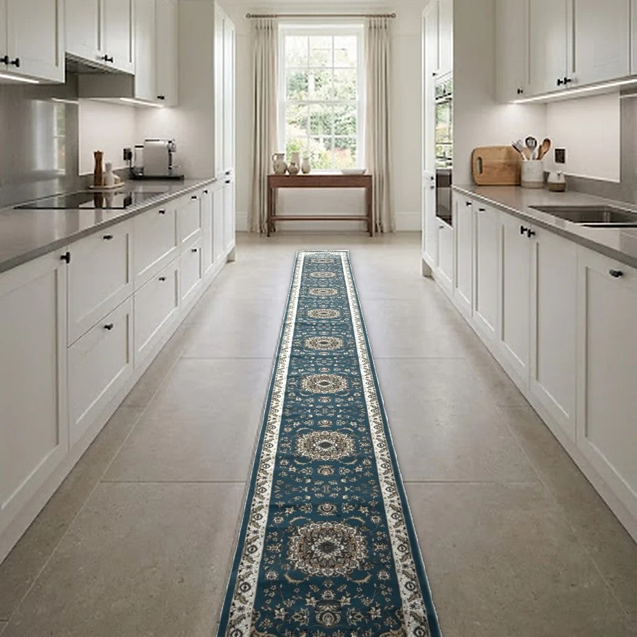 Room view: the rug on the floor of a furnished room