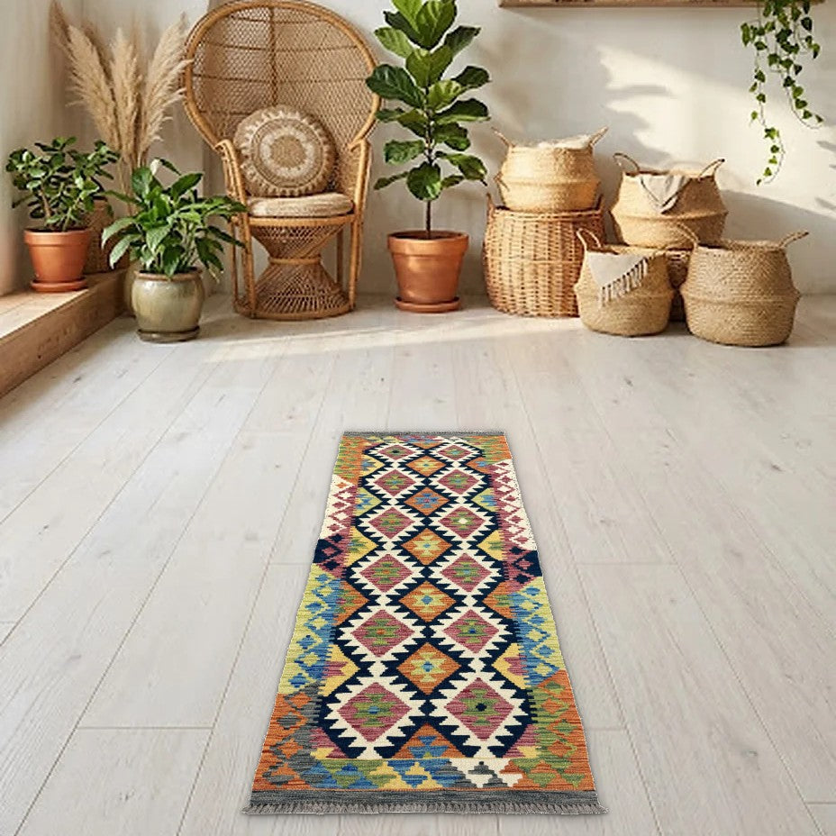 Room view: the rug on the floor of a furnished room