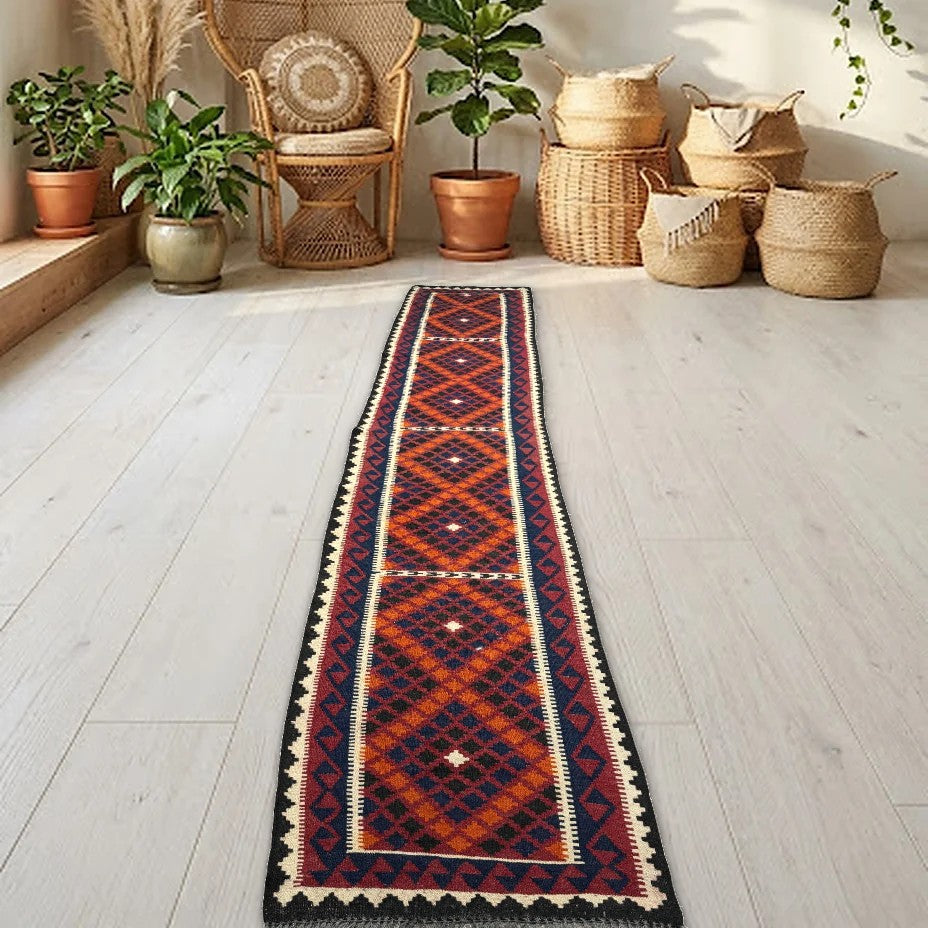 Room view: the rug on the floor of a furnished room