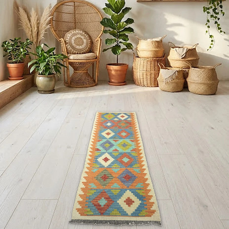 Room view: the rug on the floor of a furnished room