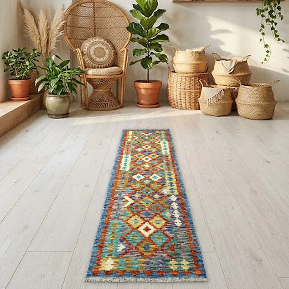 Room view: the rug on the floor of a furnished room