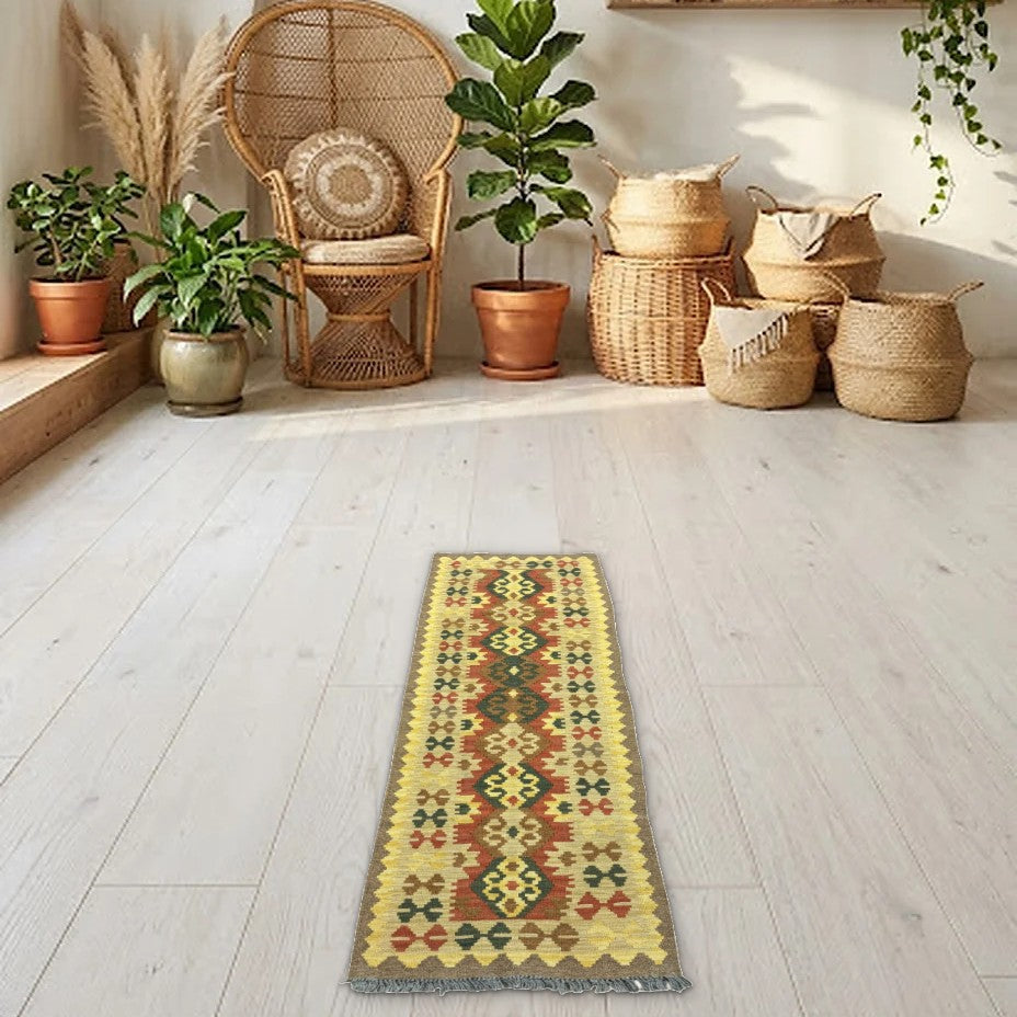 Room view: the rug on the floor of a furnished room