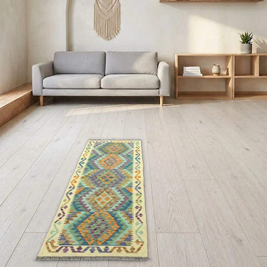 Room view: the rug on the floor of a furnished room