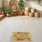 Room view: the rug on the floor of a furnished room