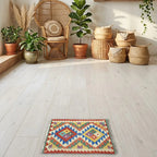 Room view: the rug on the floor of a furnished room
