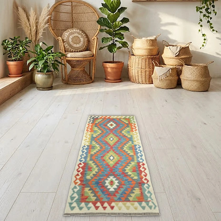 Room view: the rug on the floor of a furnished room