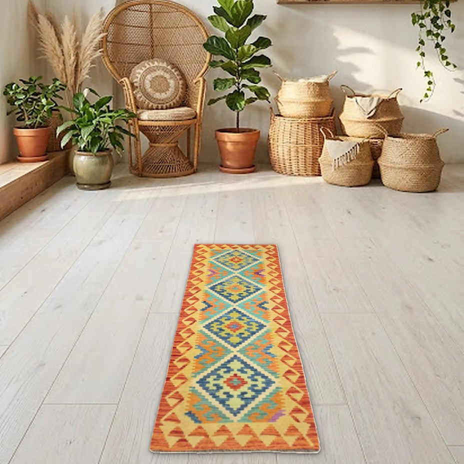 Room view: the rug on the floor of a furnished room