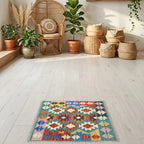 Room view: the rug on the floor of a furnished room