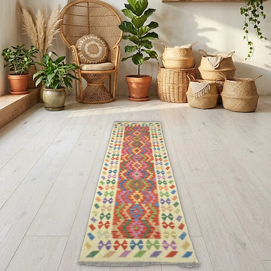 Room view: the rug on the floor of a furnished room