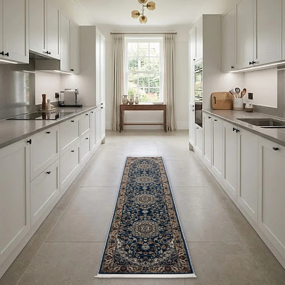 Room view: the rug on the floor of a furnished room
