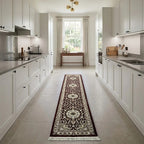 Room view: the rug on the floor of a furnished room