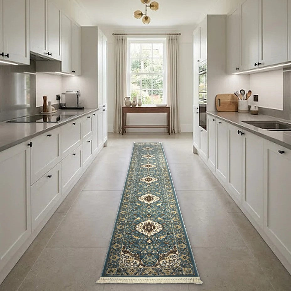 Room view: the rug on the floor of a furnished room